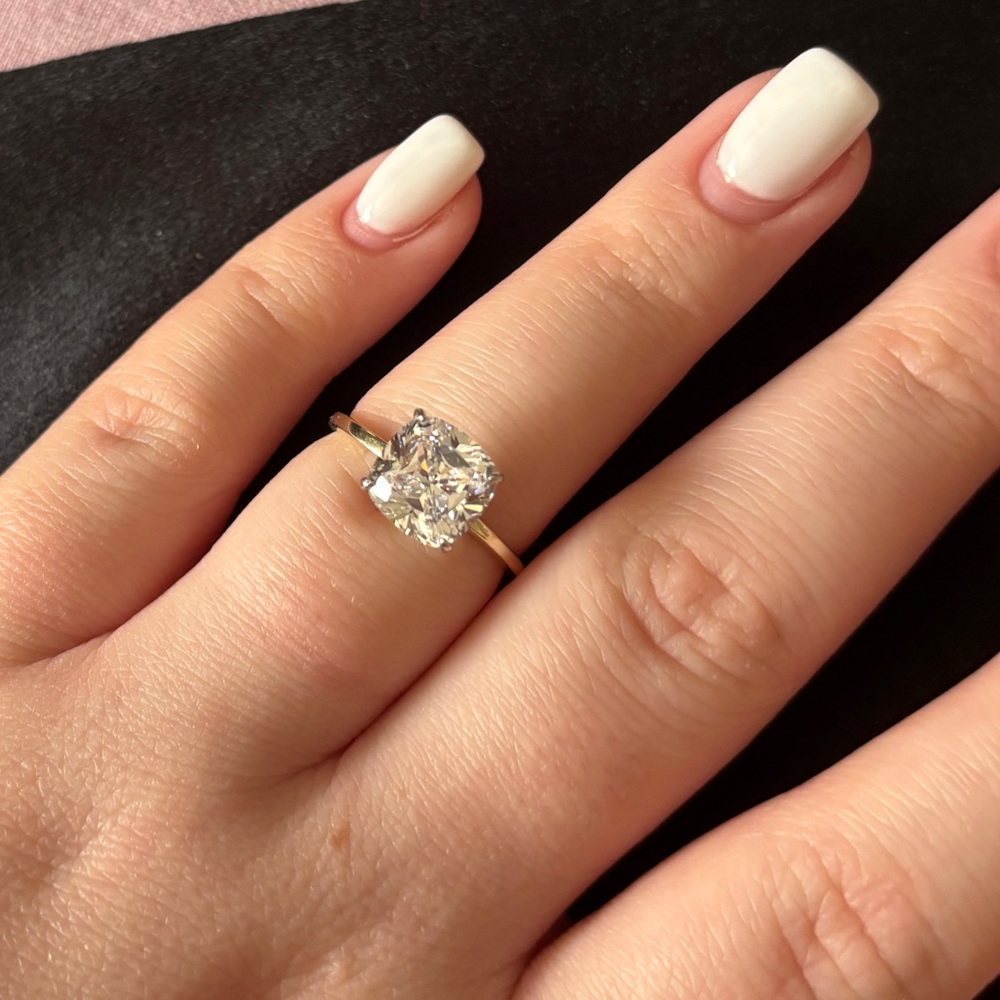 Cushion cut diamond simulated ring